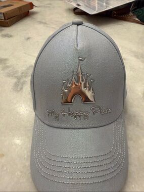 My Happy Place Silver Accent Light Blue Disney World Baseball Cap